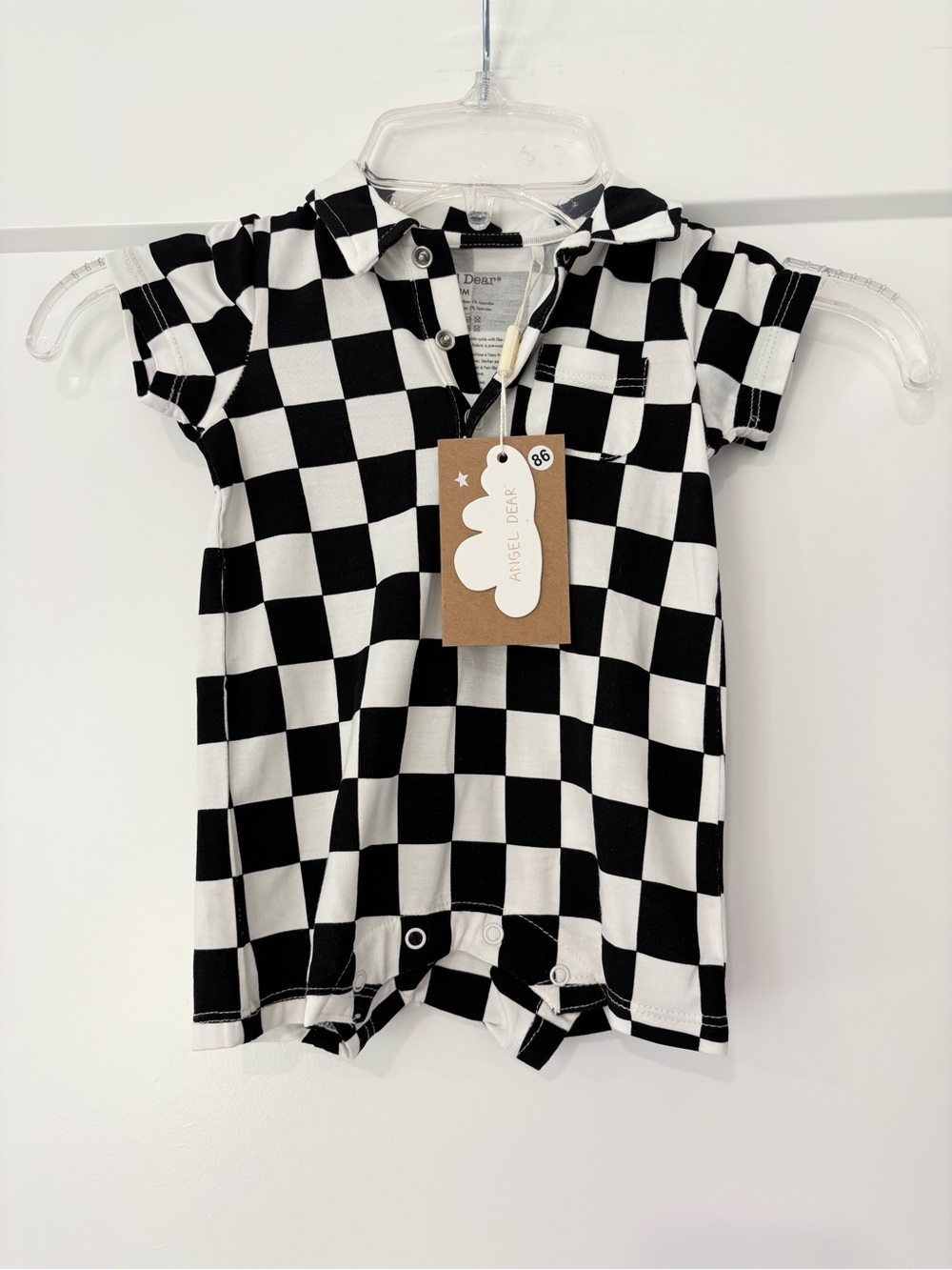 Angel Dear Bamboo Checkerboard Polo Shorty 0/3 NWT